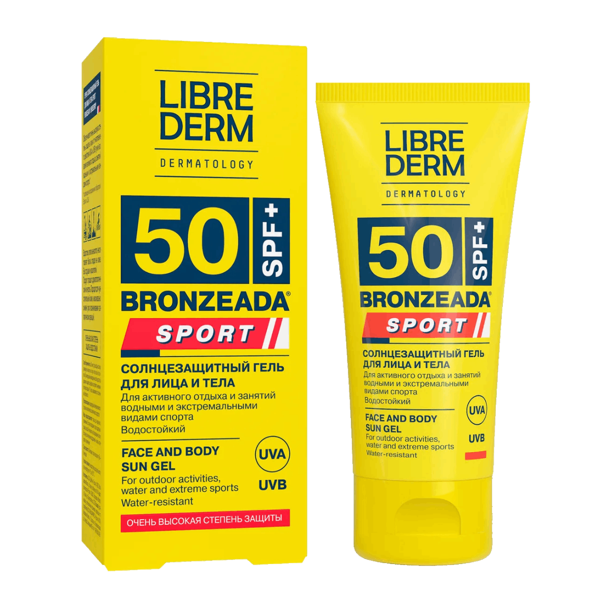 Гель cолнцезащитный для лица и тела Bronzeada Sport, SPF50, 50 мл, Librederm