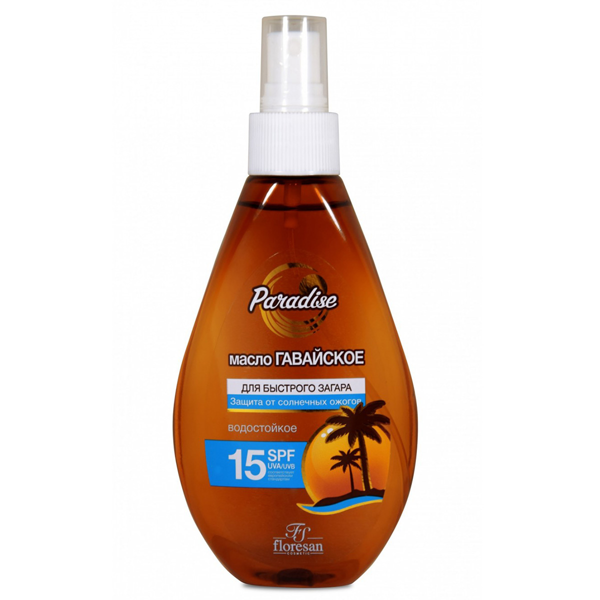 

Масло для быстрого загара Гавайское водостойкое SPF15, Paradise, 160 мл, FLORESAN