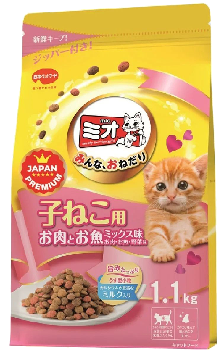 Корм для кошек MIO 5 секретов здоровья с высоким содержанием кальция, белка и DHA для полноценного развития котят, микс мяса, рыбы и свежих овощей, 1.1 кг, Japan Premium Pet