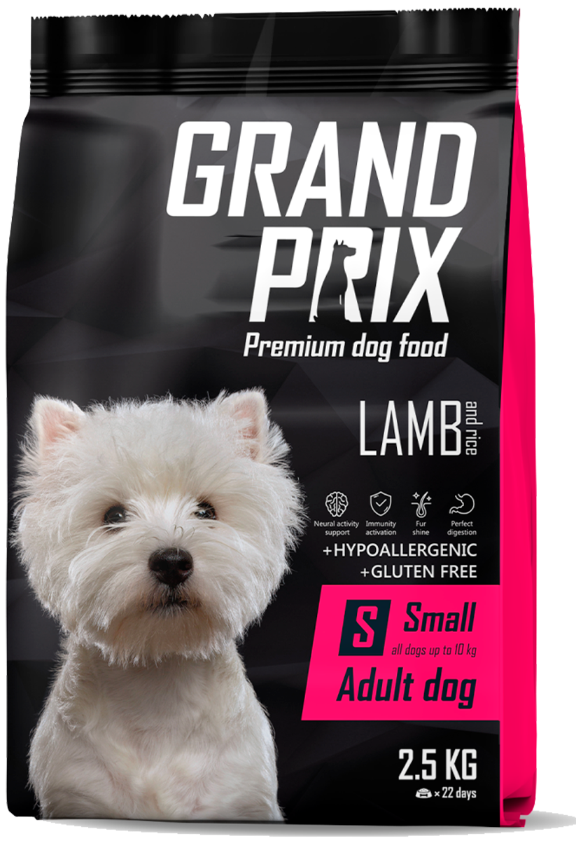 Корм сухой для взрослых собак мелких и миниатюрных пород GRAND PRIX Small Adult ягненок, 2.5 кг, GRAND PRIX - фото 1