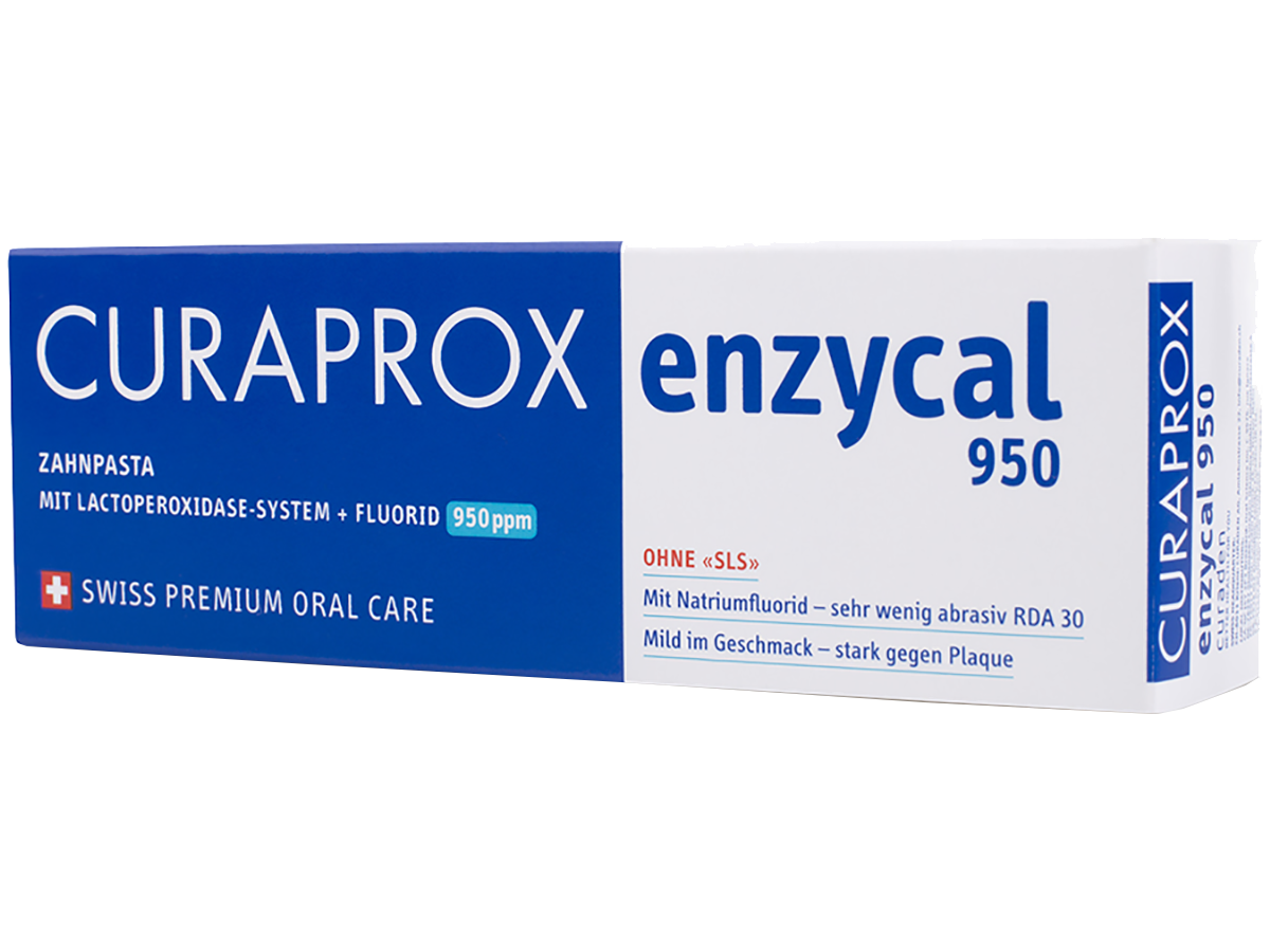 Зубная паста для чувствительной эмали зубов Enzycal 950 ppm, 6+, 75ml, Curaprox