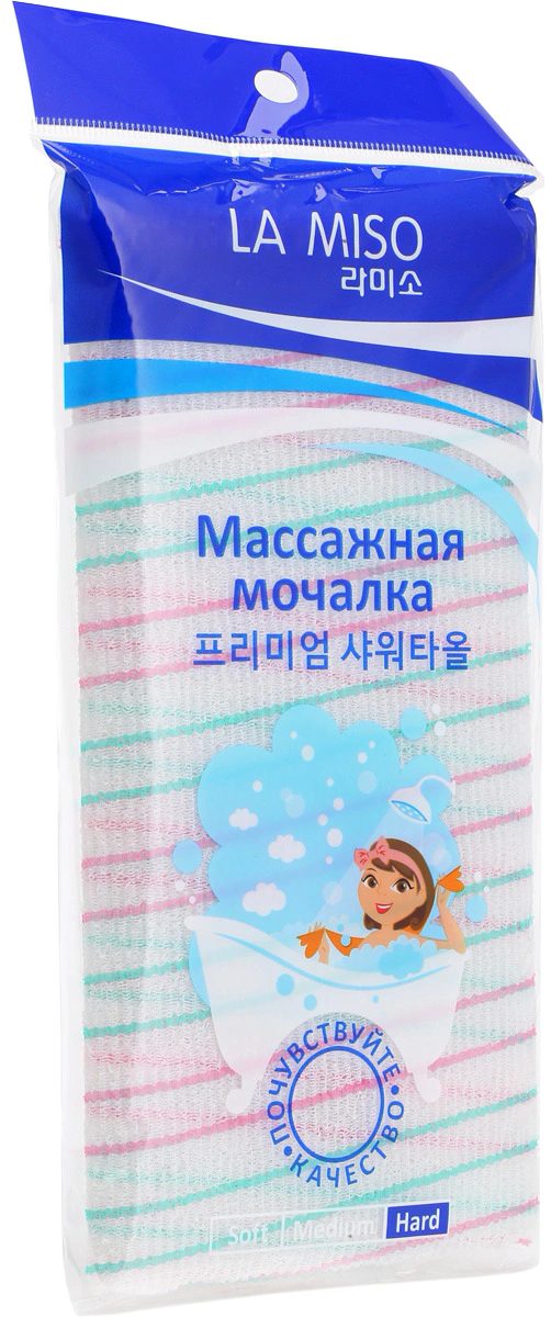 

Массажная мочалка, жесткая (цвета в ассортименте), La Miso