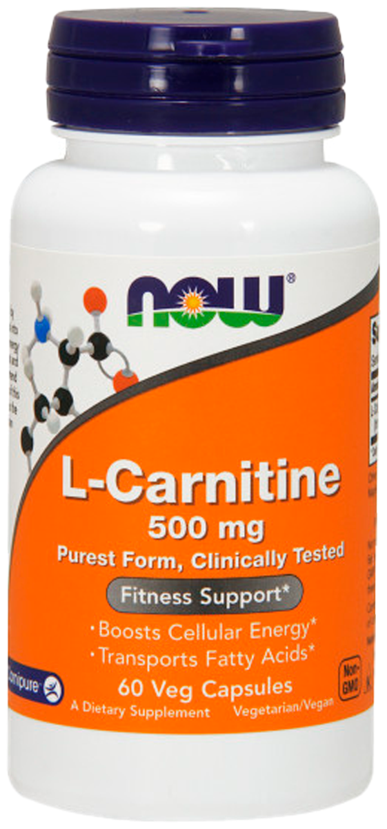 L-карнитин 500 мг, 60 вегетарианских капсул, NOW