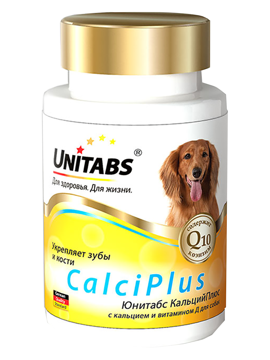 CalciPlus с Q10 c кальцием, фосфором и витамином D для собак, 100 таблеток, UNITABS