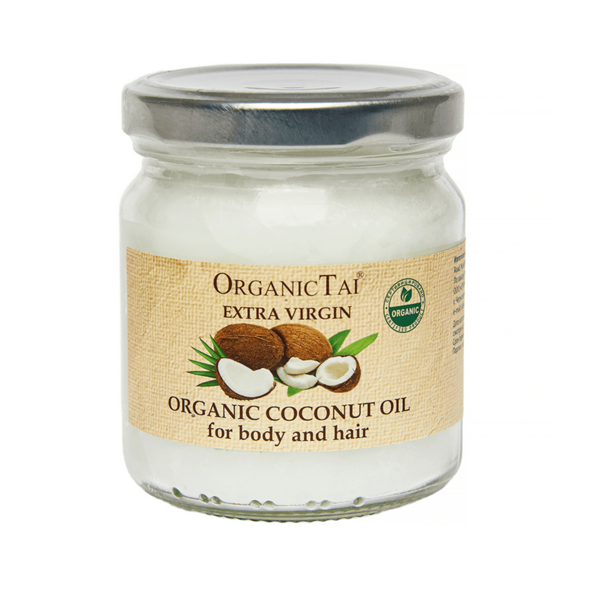 

Органическое кокосовое масло холодного отжима для тела и волос, 200 мл, OrganicTai