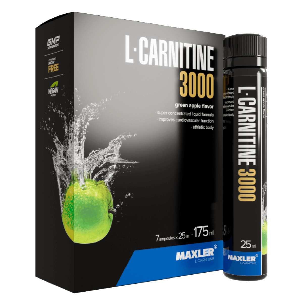 

L-Карнитин 3000, со вкусом Зелёное яблоко, 7*25 мл, MAXLER