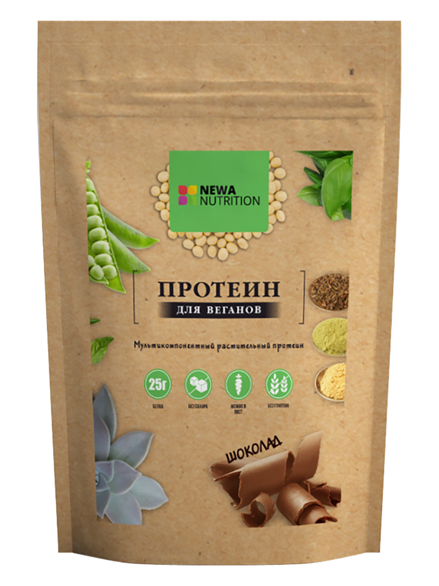 

Протеин для веганов, с какао, 350 г, Newa Nutrition