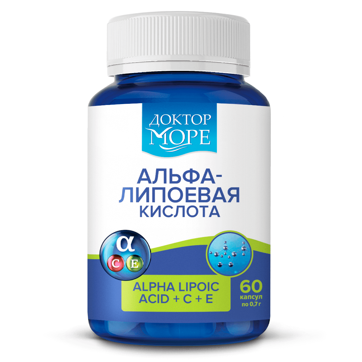 

Альфа-липоевая кислота + С + E, 60 капсул, Доктор Море