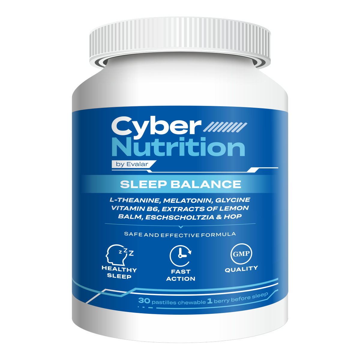 Кибер Нутришн Слип Баланс/ Cyber Nutrition Sleep Balance, 30 жевательных пастилок в форме мармеладных ягод, Эвалар