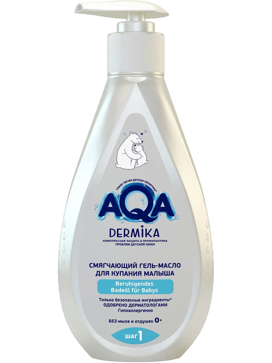 

Смягчающий гель-масло для купания малыша DERMIKA 0+, 250 мл, AQA baby