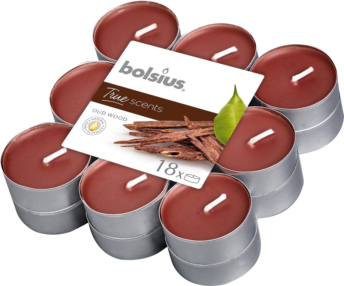 Свечи чайные ароматические "Агаровое дерево", 18 шт, цвет коричневый, Bolsius