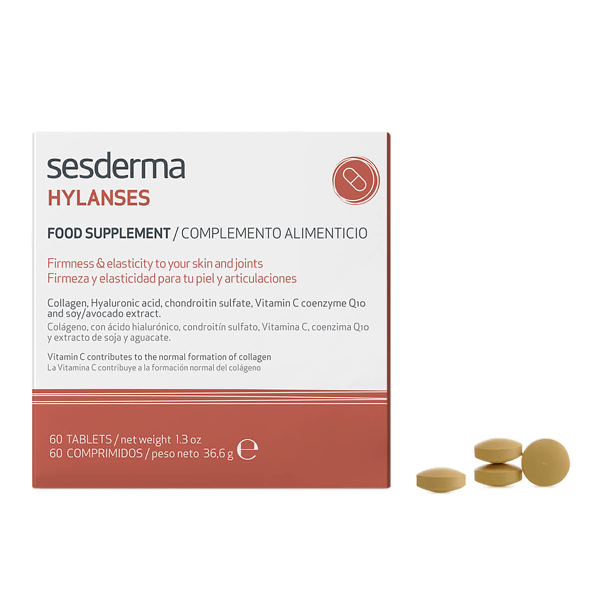 Hylanses для костей, антиоксидант, антивозрастное действие, 60 таблеток, Sesderma