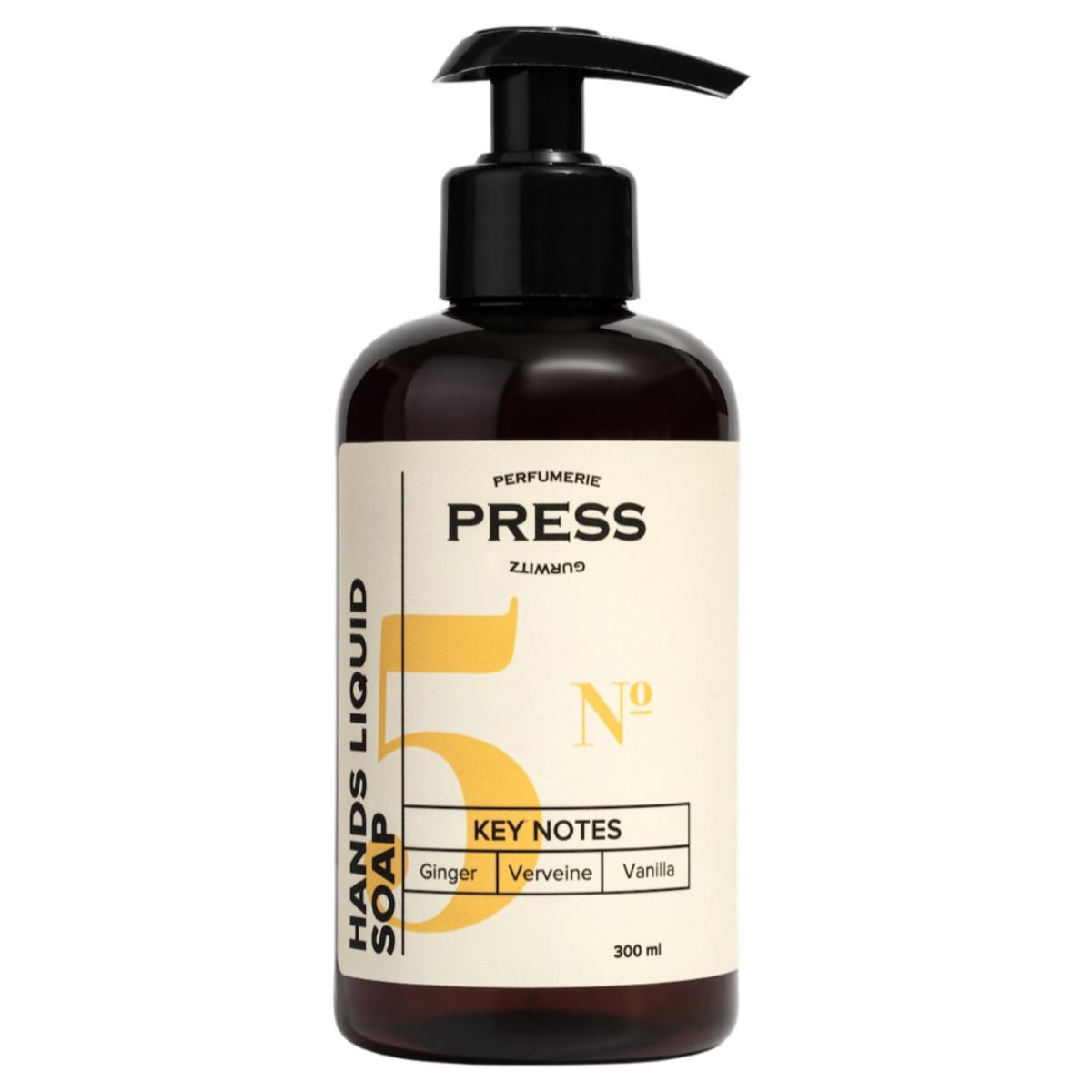 

Жидкое мыло для рук №5 увлажняющее с алоэ авокадо пантенолом парфюмированное, 300 мл, Press Gurwitz