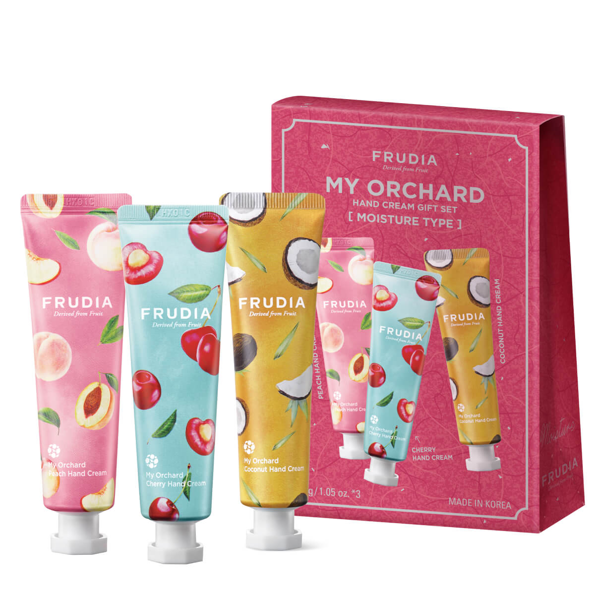 

Подарочный набор кремов для рук "Фруктовый сад" Персик+Вишня+Кокос, FRUDIA