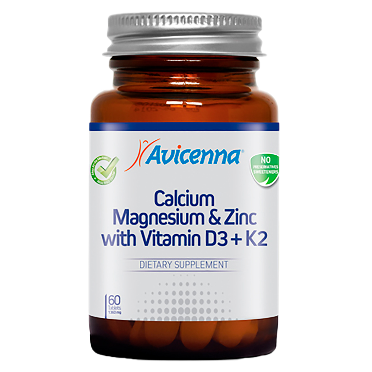 

Ca+ Mg+Zinc+Vitamin D3+K2, 60 таблеток, Avicenna