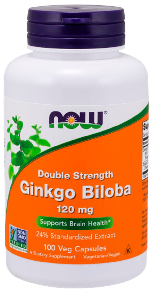 Гинкго Билоба, 120 мг, 100 вегетарианских капсул, NOW