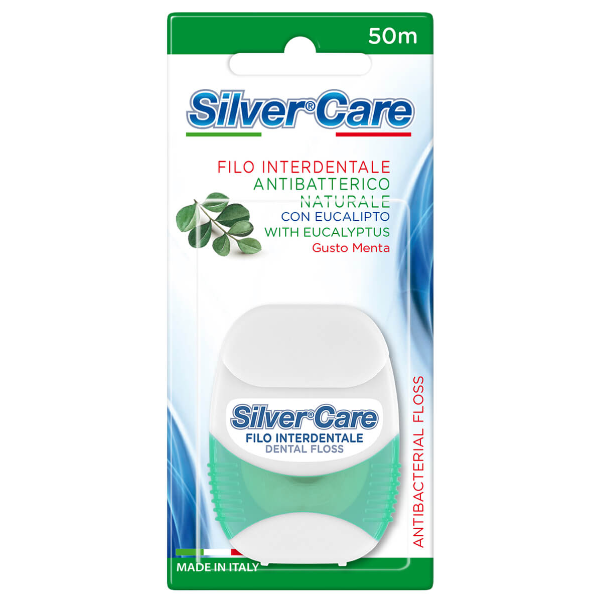 

Зубная нить антибактериальная 50 м, SILVER CARE