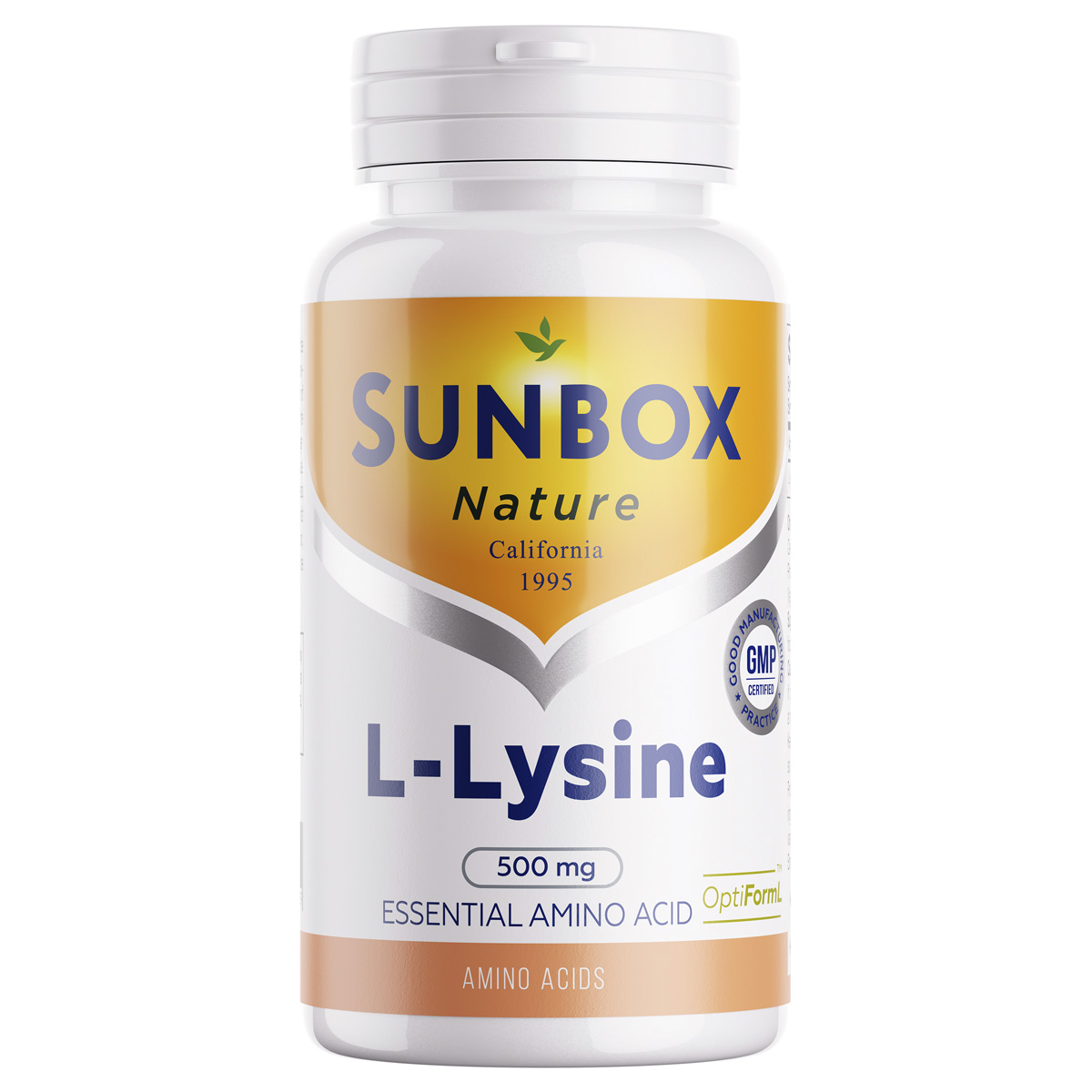L-Лизин моногидрохлорид, 500 мг, 60 шт, Sunbox Nature, годен до 04.2024