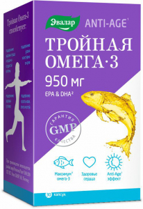 Тройная Омега-3, 950 мг, 30 капсул, Эвалар - купить по выгодной цене в интернет магазине ФитоМаркет