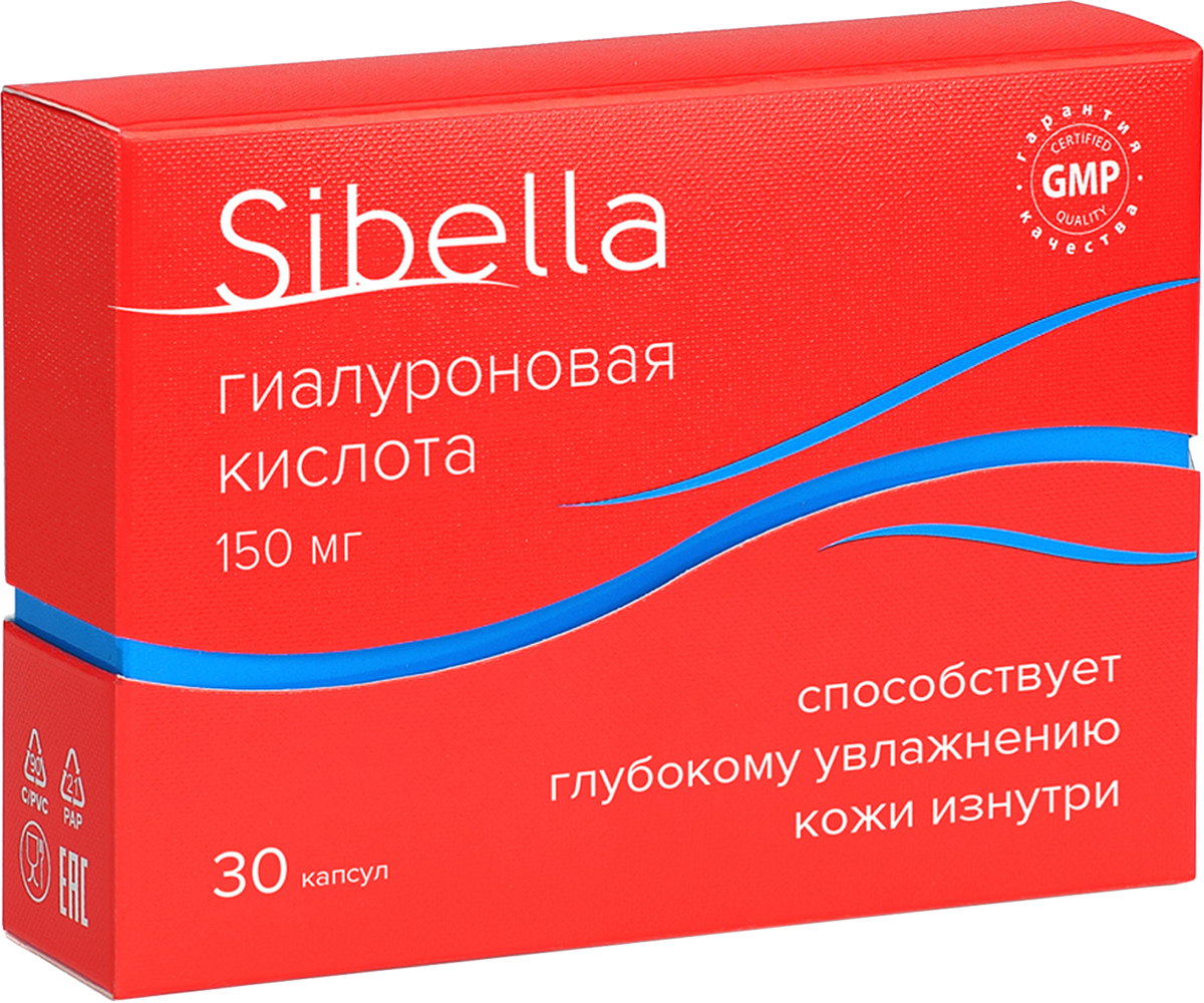 

Гиалуроновая кислота, 150 мг, 30 капсул, Sibella
