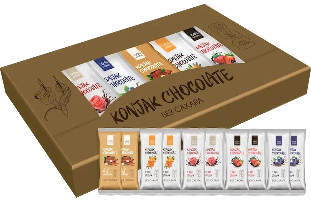 

Шоколад без сахара KONJAK CHOCOLATE НАБОР, 30г*10 шт, Shirataki