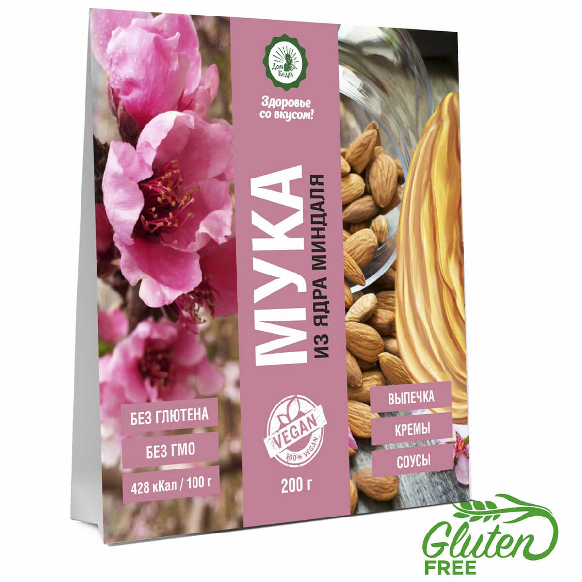 

Миндальная мука без глютена, 200 г, Здоровье со вкусом
