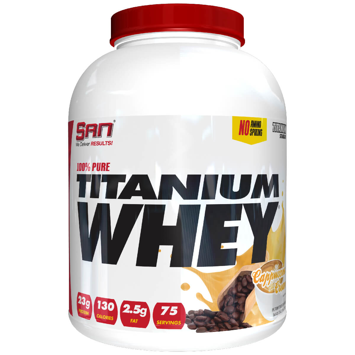 

Сывороточный протеин 100% Pure Titanium Whey, капучино, 2270г, SAN