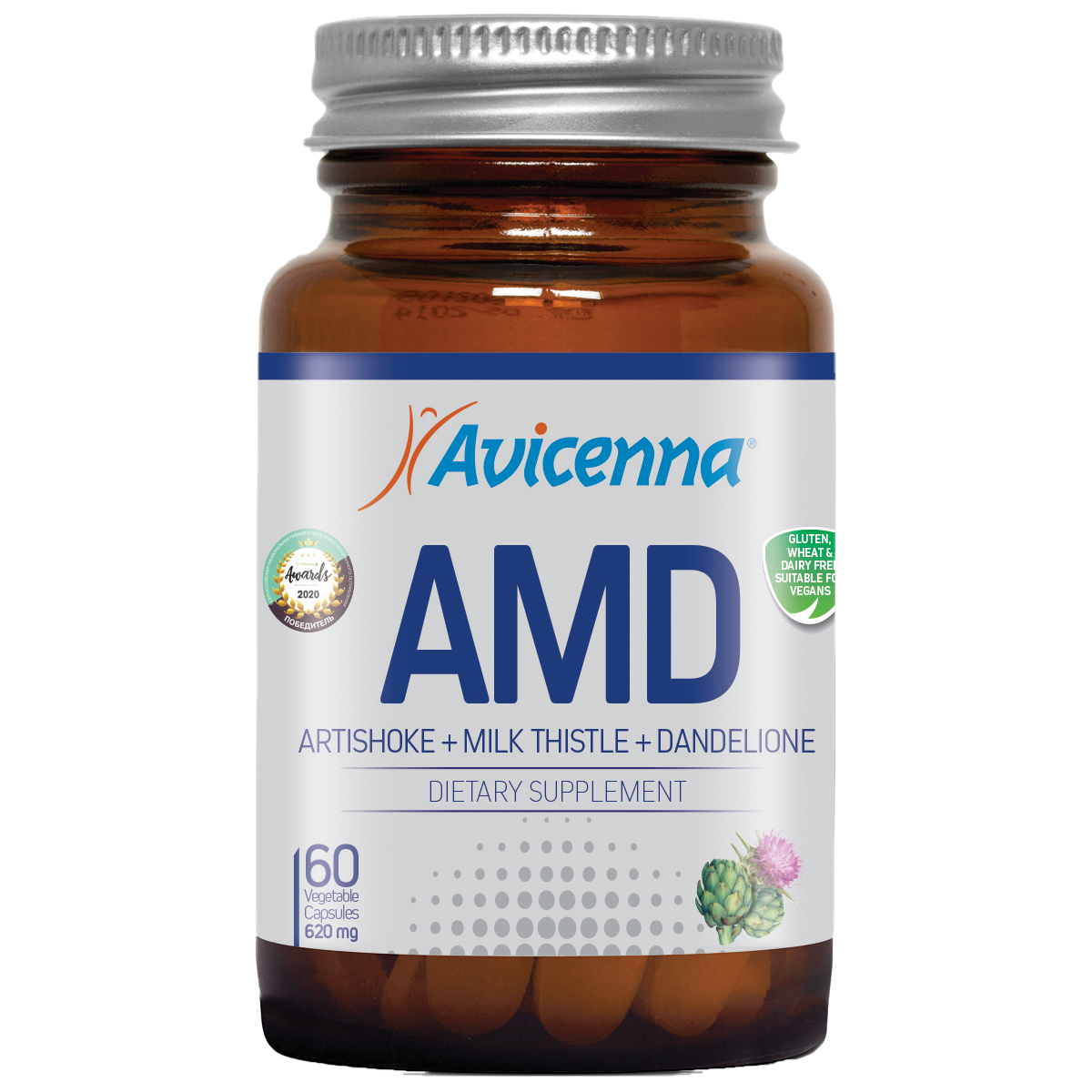 АМД (Артишок Молочный чертополох Одуванчик), 60 капсул, Avicenna