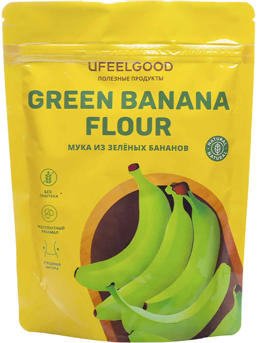 Мука из зелёных бананов UFEELGOOD, 300 Г. Мука из зеленых бананов 300г. Безановая мука. Мучной банан.