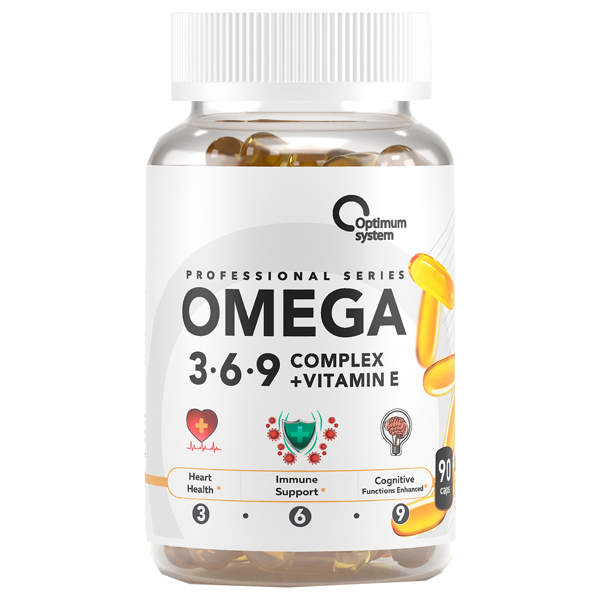 Omega 3-6-9 Complex, 90 мягких капсул, Optimum System - фото 1