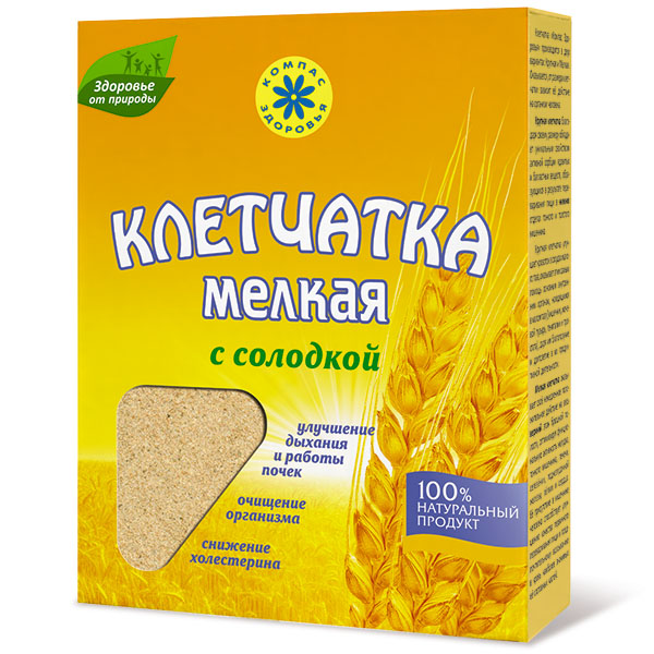 

Клетчатка пшеничная мелкая с солодкой, 150 гр, Компас Здоровья