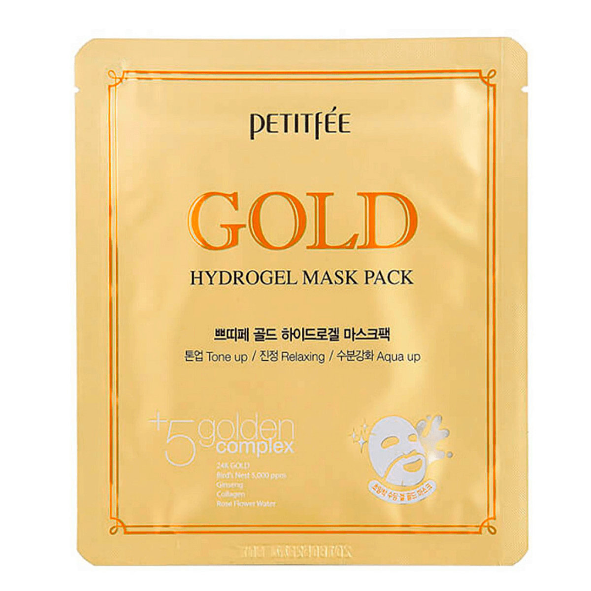 

Гидрогелевая маска для лица с золотом, 32 г, PETITFEE