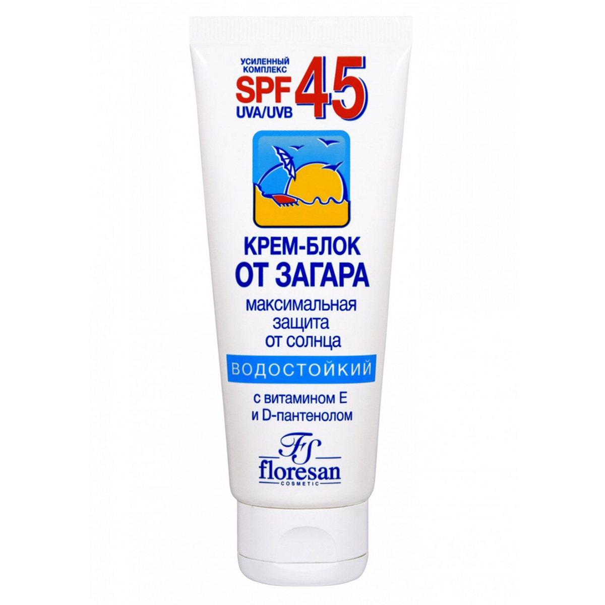 

Крем-блок от загара водостойкий SPF45, 125 мл, FLORESAN