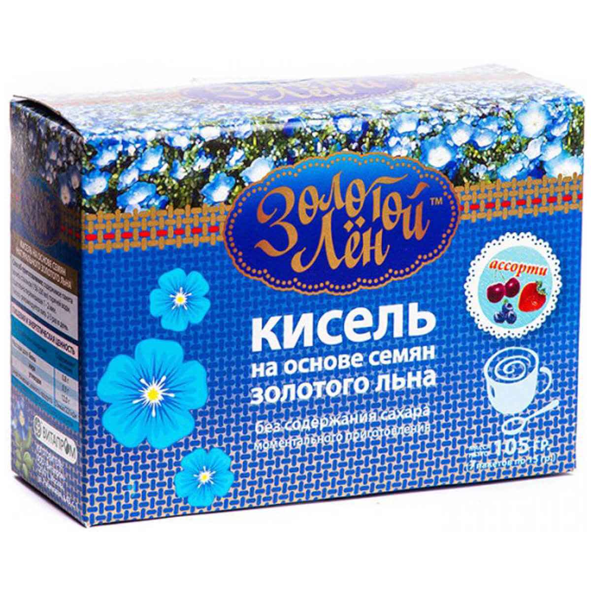 

Кисель на льняной основе (ассорти), 7 пакетов по 15 гр, Золотой лён