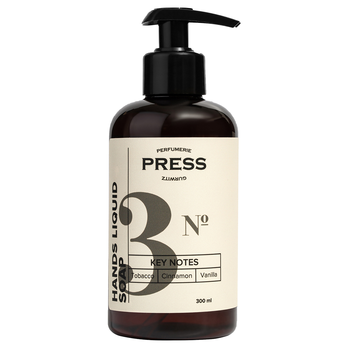 Жидкое мыло для рук №3 увлажняющее с алоэ авокадо пантенолом парфюмированное, 300 мл, Press Gurwitz