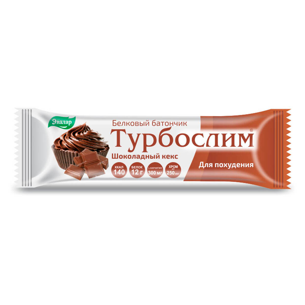 

Турбослим батончик "шоколадный кекс" для контроля веса (белковый), 50 гр, Эвалар