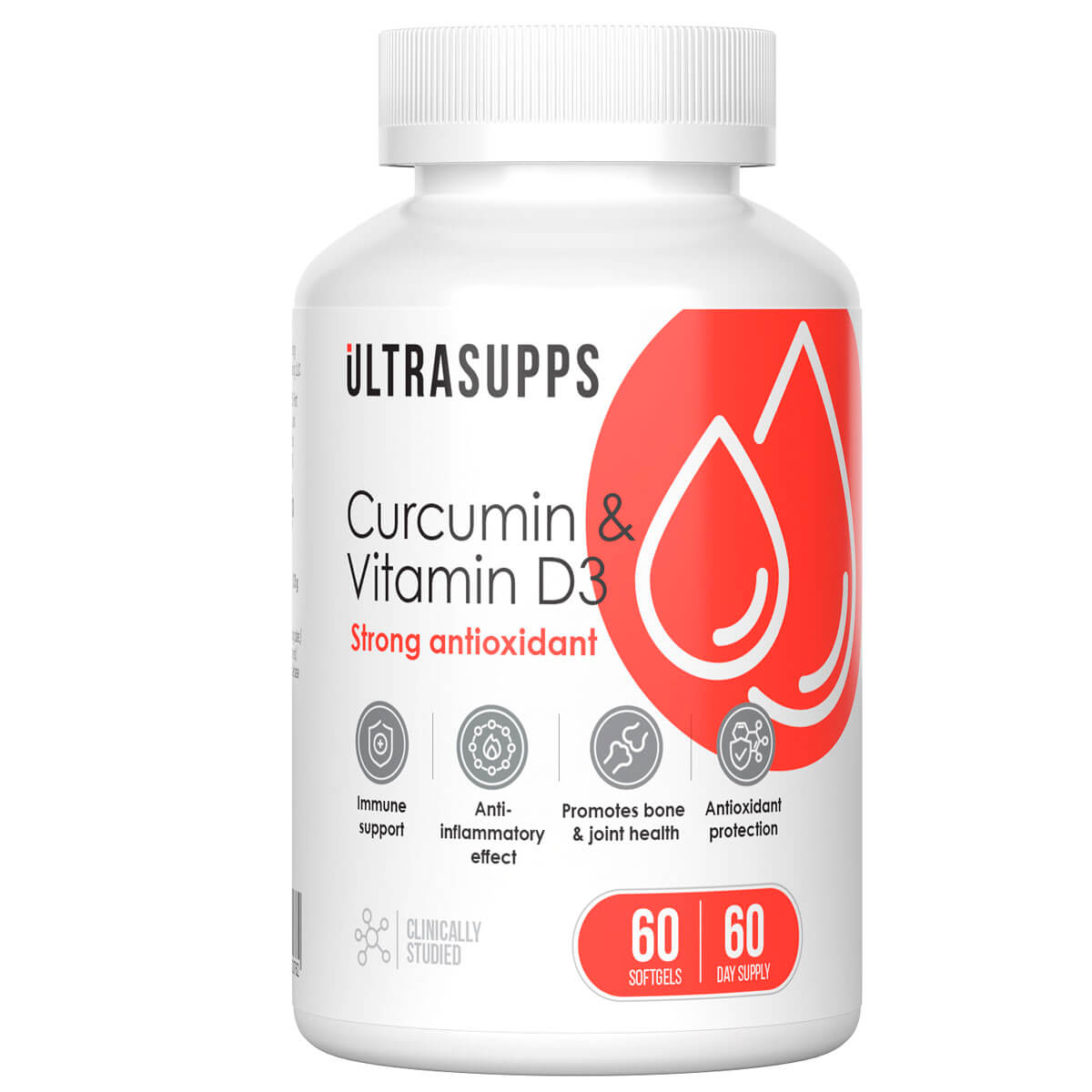 Куркумин и Витамин Д3, 60 капсул, Ultrasupps - фото 1
