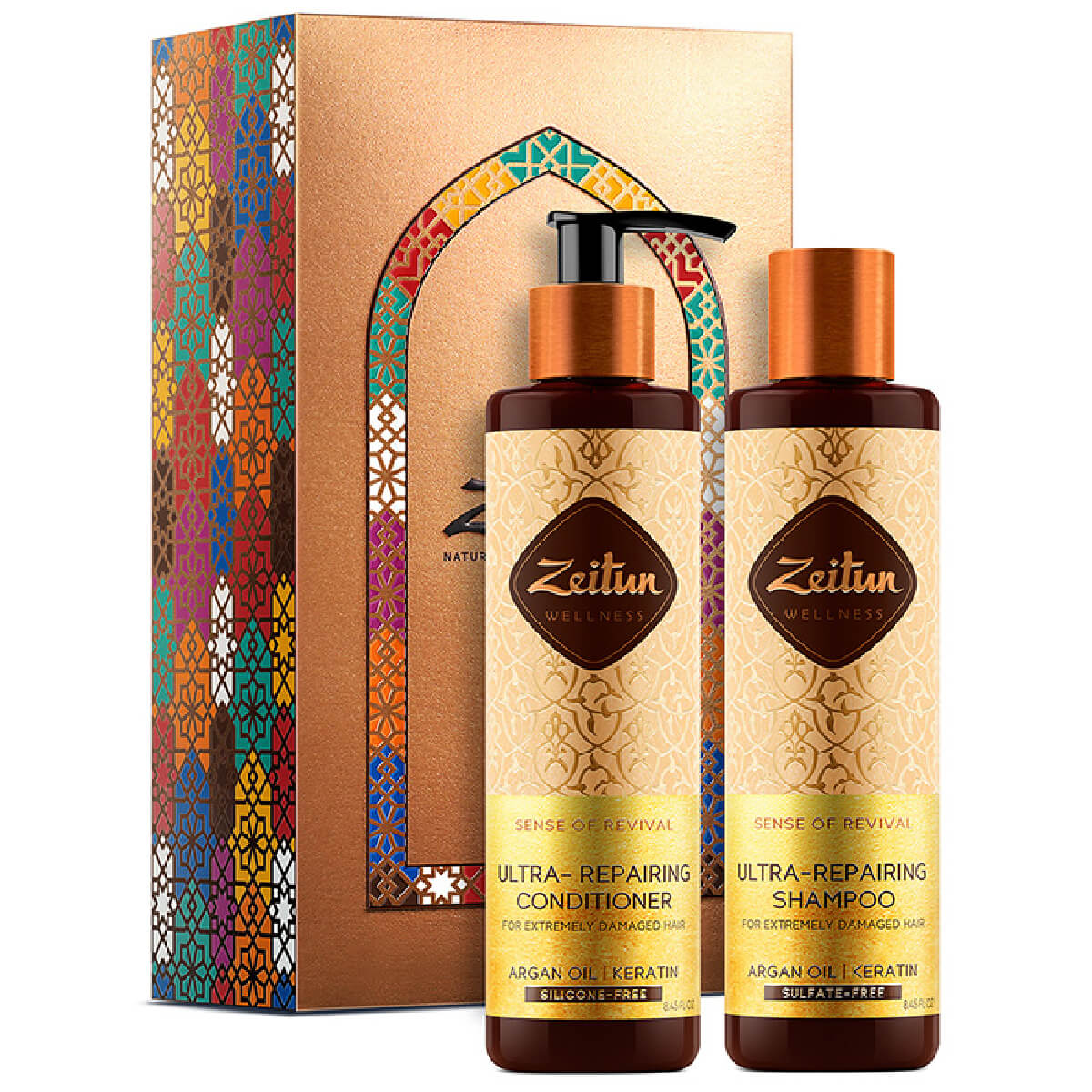 Подарочный набор Идеальное восстановление: шампунь и бальзам-кондиционер для волос, ZEITUN