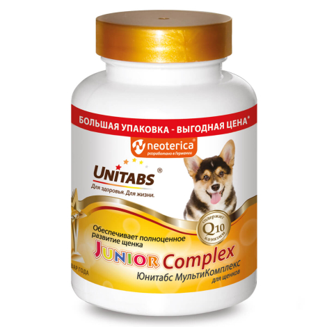 Витамины Unitabs JuniorComplex с B9 для щенков, 200 таблеток, Unitabs