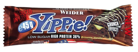Протеиновый батончик 36% Yippie! Protein bar, вкус «Ванильная выпечка», 45 гр, Weider