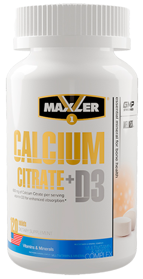 Цитрат кальция+Витамин D3, 120 капсул, Maxler