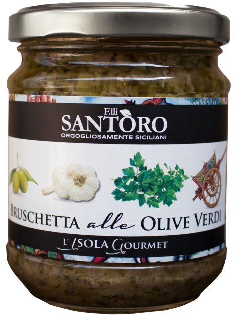 Брускетта с зелеными оливками, 180 гр, SANTORO