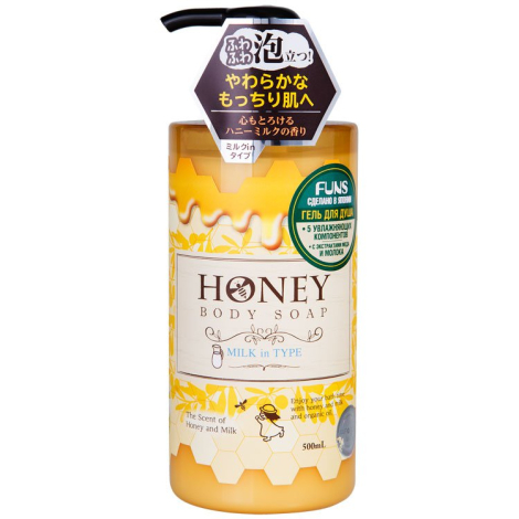 Гель для душа увлажняющий с экстрактом меда и молока Honey Milk, 500 мл, FUNS