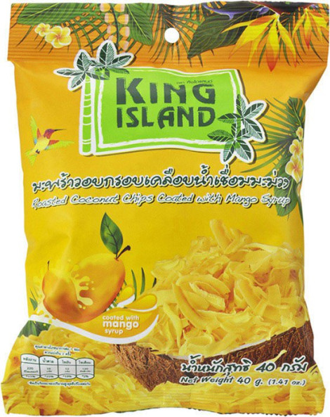 Кокосовые чипсы с манго, 40 гр, KING ISLAND
