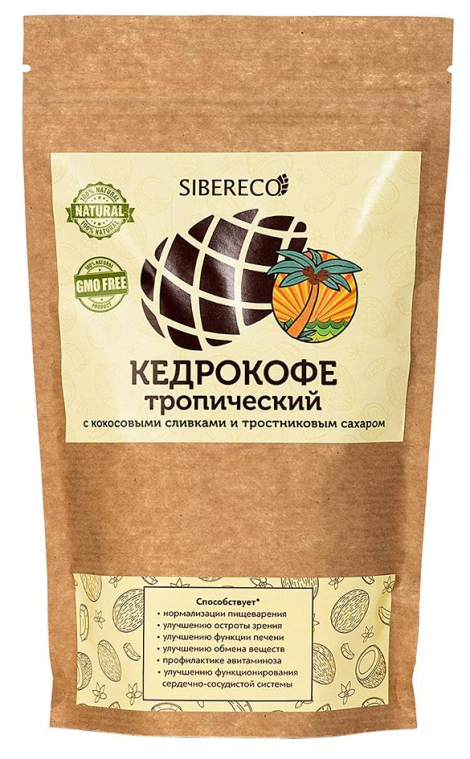 Кедрокофе Тропический с кокосовыми сливками и тростниковым сахаром 250г, СИБЕРЕКО