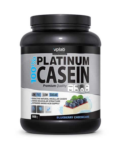 Казеиновый протеин 100% Platinum Casein, вкус «Черничный чизкейк», 908 гр, VPLab