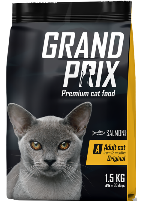 Сухой корм для кошек GRAND PRIX Adult Original с лососем, 1.5 кг, GRAND PRIX