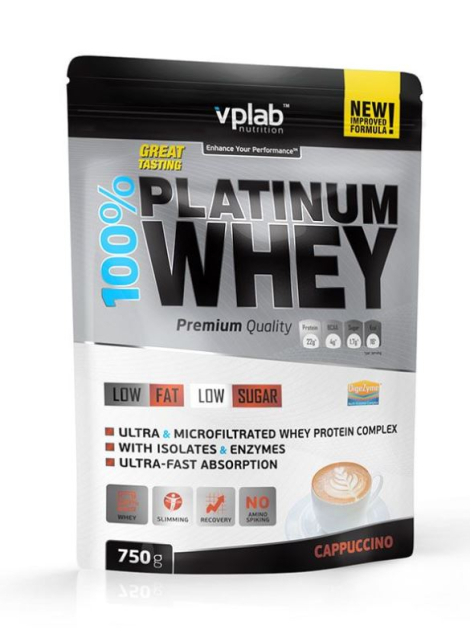 Сывороточный протеин 100% Platinum Whey, вкус «Капучино», 750 гр, VPLab