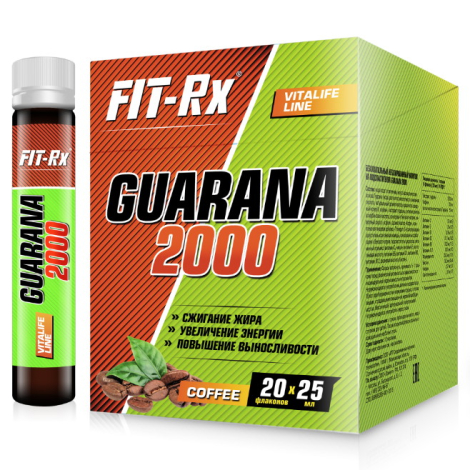 Энергетический напиток Guarana 2000, вкус «Кофе», 20 ампул по 25 мл, Fit-Rx