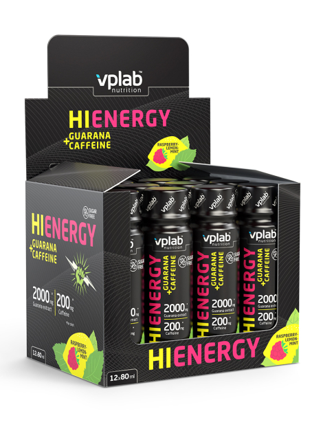 HiEnergy Guarana+Caffeine Shot, 12*80 мл, VPLab Nutrition